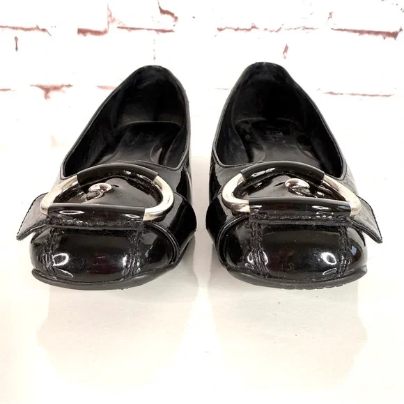 COLE HAAN NIKE AIR COLLAB Size 5.5 Black Patent Leather Ballet Flat Slip Shoes - Picture 10 of 16